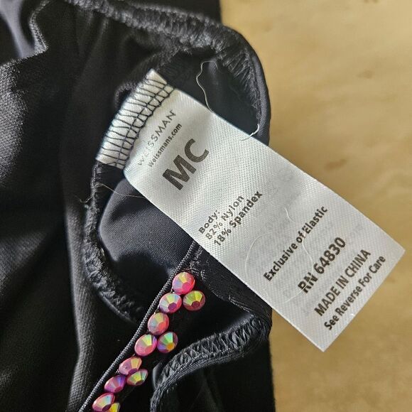 Weissman NWOT child medium semi custom dance costume black w pink rhinestones - Picture 11 of 11